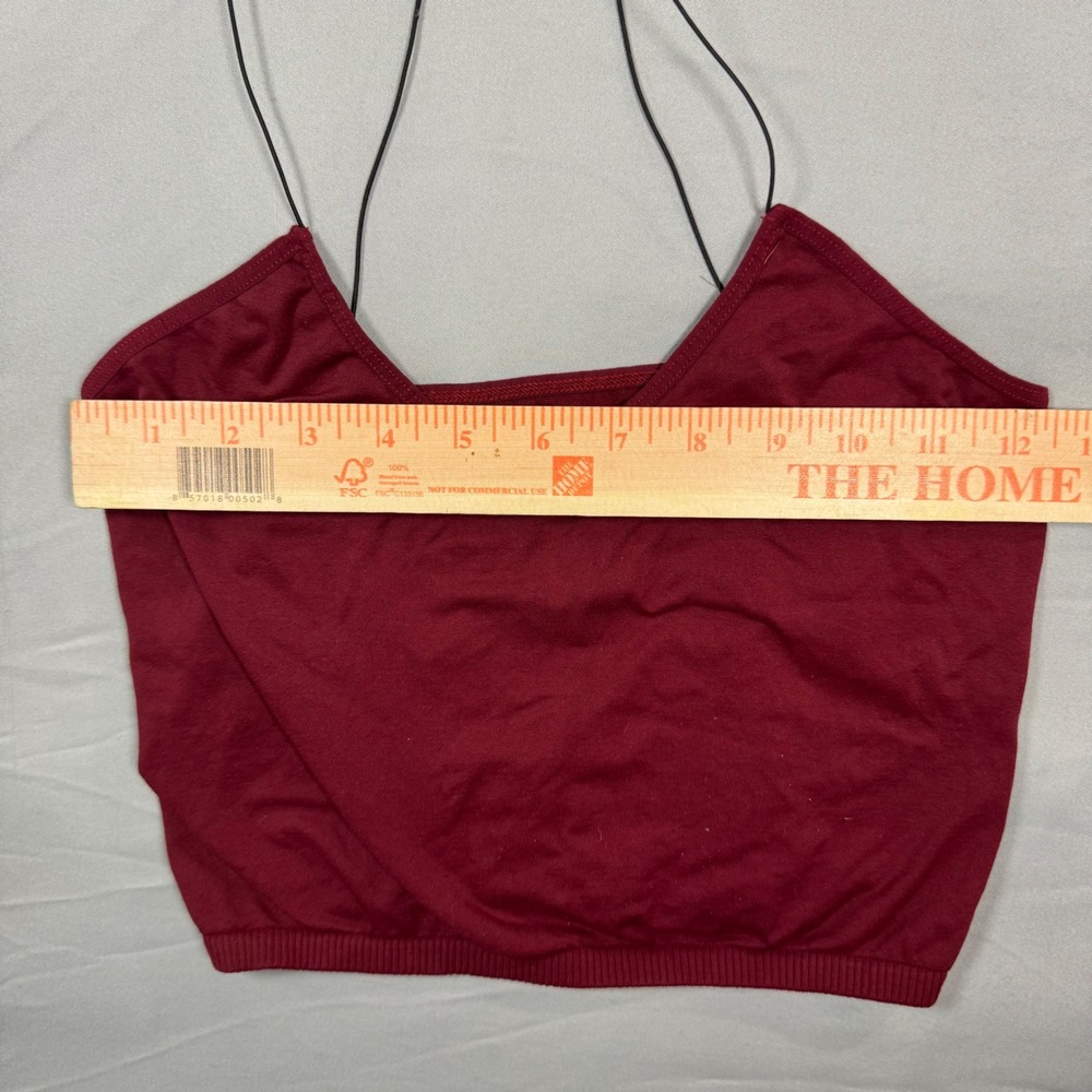 Intimately Free People Brami Cami Tank Top Burgundy Cropped M/L Skinny Strap - Picture 3 of 5